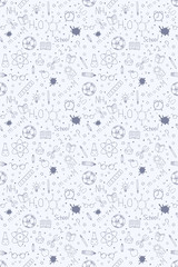 Back to school doodles background. Back to school seamless pattern. Hand drawn objects. Vector illustration.