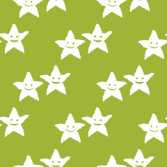 Geometric seamless pattern. Smiling starfish