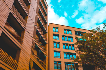 orange apartments from exterior view at potsdamer platz