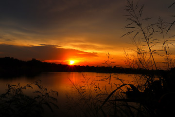Sunset at the Grand Canyon on the water.