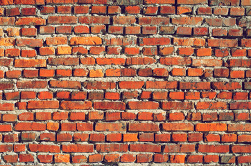 Old Brick Wall Texture. Background of Red Old Vintage Brick Wall. Brickwork Texture