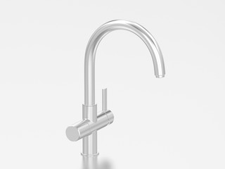 3D illustration white gold or silver chrome faucet