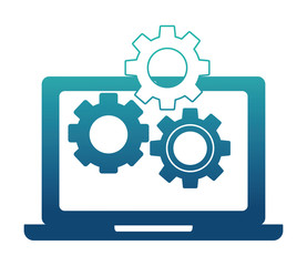 laptop and gears setting work