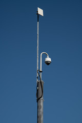 cctv camera on pole showing signs of corrosion