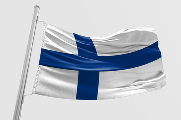 Isolated Finland Flag waving, 3D Realistic Finland Flag Rendered