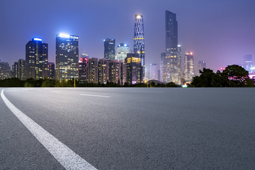 Air highway asphalt road and office building of commercial building in modern city