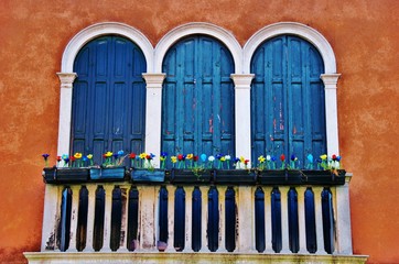 Murano balcony with glass flowers