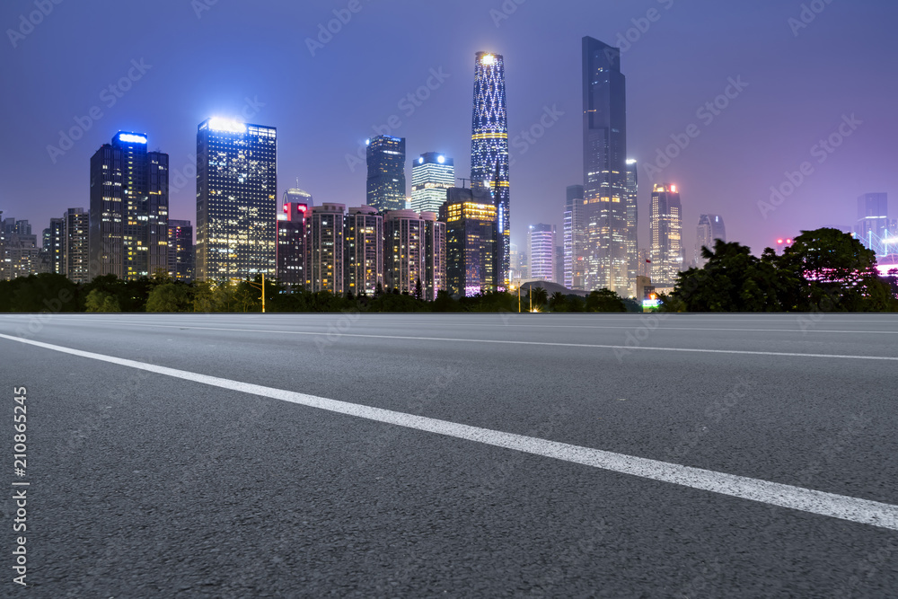 Wall mural Prospects for expressway, asphalt pavement, city building commercial building, office building