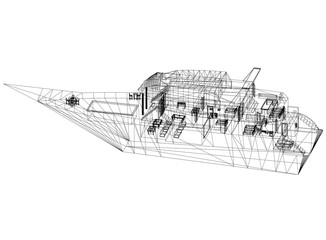 Yacht Concept Architect Blueprint - isolated