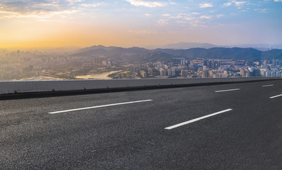 The road and the square over the city, the city scenery