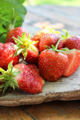 Mature strawberry on the grass