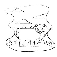 wild bear grizzly with landscape isolated icon