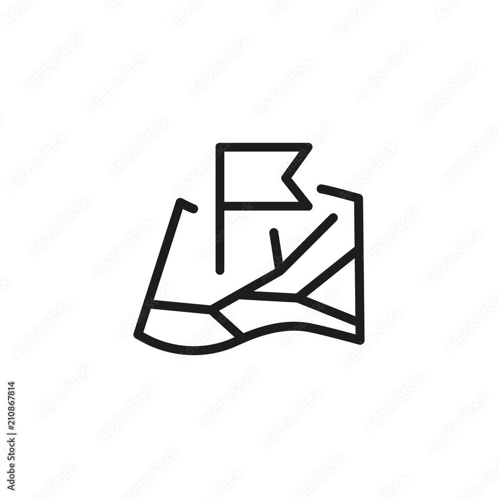 Poster flag map pin line icon. paper, pointer, marker. navigation concept. can be used for topics like loca