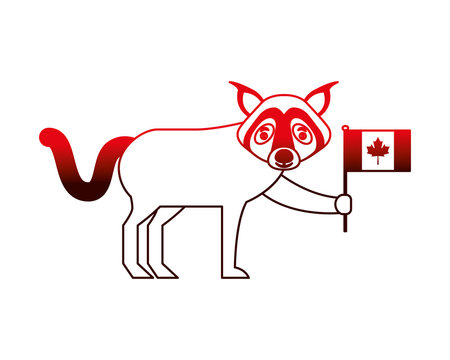 wolf holding canadian flag character