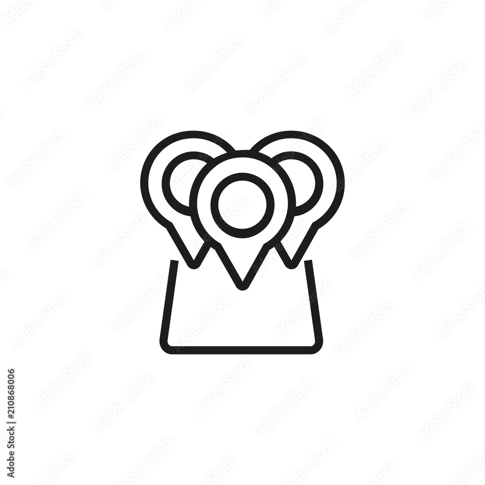 Poster map pointers line icon. pin, badge, board. location concept. can be used for topics like navigation,