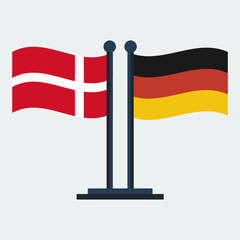 Flag Of Denmark and Germany. Flag Stand. Vector Illustration