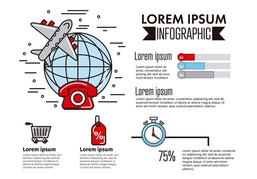 Red Blue And Black Delivery Shopping Logistics Infographic Template