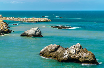 Rocks in the Mediterranean Sea at Algiers, Algeria
