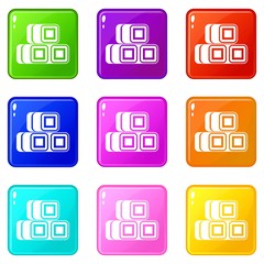 Hay bundles icons of 9 color set isolated vector illustration