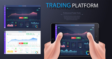 Data analysis, statistics collection. Infographic dashboard template with flat design graphs and pie charts. Information Graphics elements for UI UX design. Web elements in mode