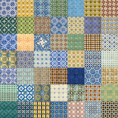 Collection of different patterns tiles