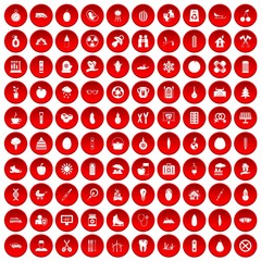 100 child health icons set in red circle isolated on white vector illustration