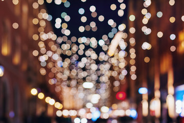 Abstract blurred Christmas or holiday city lights