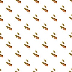 Acorn pattern seamless repeat in cartoon style vector illustration