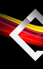 Rainbow fluid colors wave and metallic geometric shape