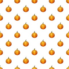 Orange pumpkin pattern seamless repeat in cartoon style vector illustration