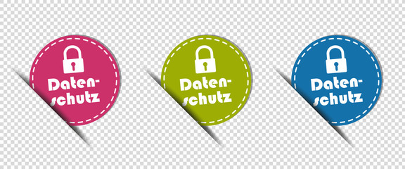 Data Protection German Cut Circle Buttons - Colorful Vector Illustration - Isolated On Transparent Background