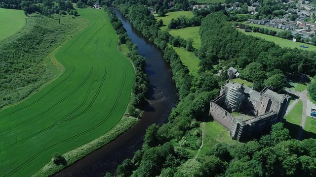 4K aerial footage of Doune Castle in Perthshire, Scotland.  A location for the Outlander television series..