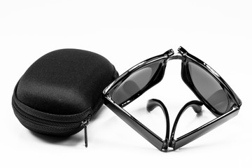 Fashion Sunglasses with black Goggles on White Background