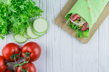 vegetarian food - shawarma with vegetables