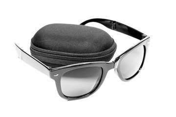 Fashion Sunglasses with black Goggles on White Background