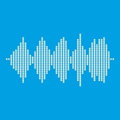 Audio digital equalizer technology icon white isolated on blue background vector illustration