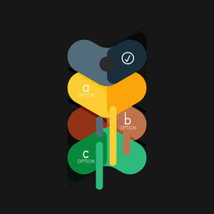 Flat design geometric infographics, arrow shape vector sticker or label, price tags, offer promotion badge, icon design, paper style layout for data graphic visualization step by step process, for