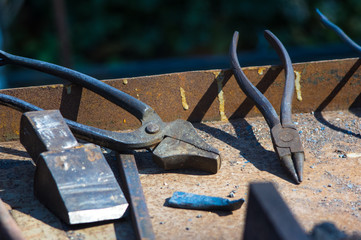 blacksmith tools and fixtures for hand forged metal