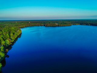 high view of the Gulf of Finland, forest and Islands at sunset