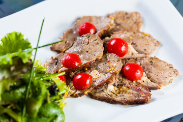 Hot beef and fresh vegetables