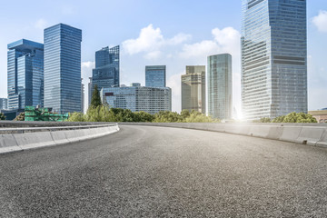 Prospects for expressway, asphalt pavement, city building commercial building, office building