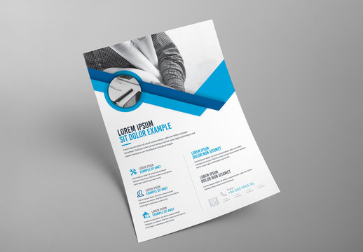 Flyer Layout with Blue Accents