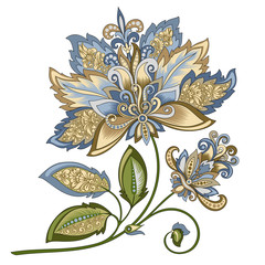 decorative vintage gold and blue flower