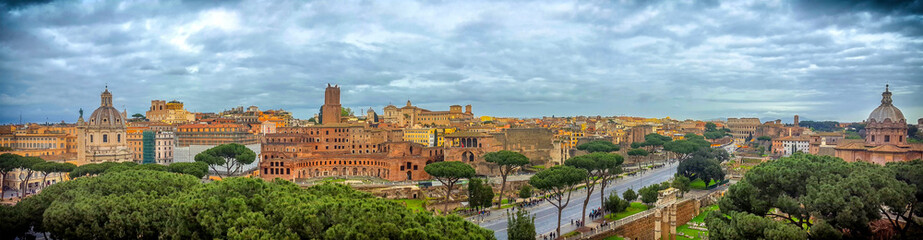 Fototapeta na wymiar Panarama view of ancient Rome, Italy