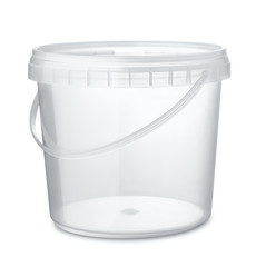 Empty plastic food bucket