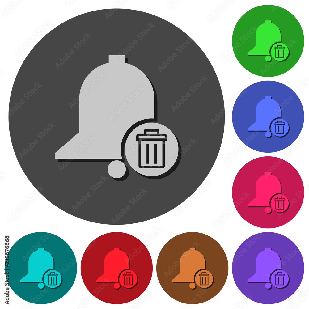 Poster delete reminder icons with shadows on round backgrounds