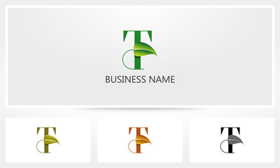 Letter T Leaf Sprout Logo 