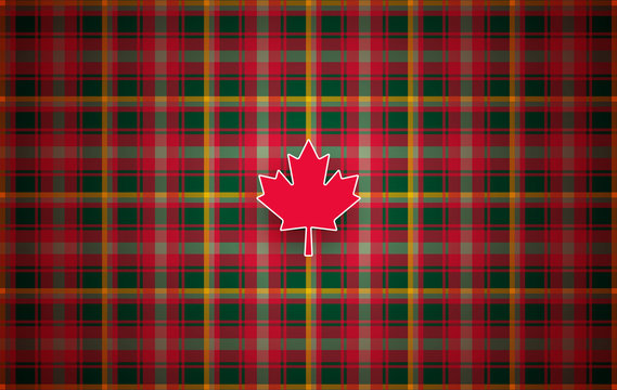 Canadian maple leaf tartan abstract modern background for Canada Day celebration - vector background red green tartan