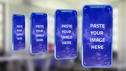 Modern blue smartphone website mockup