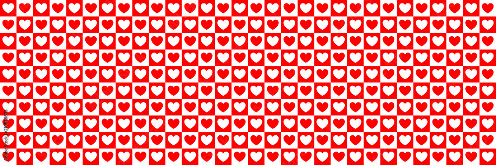 Poster horizontal red and white hearts for pattern and background,vector illustration